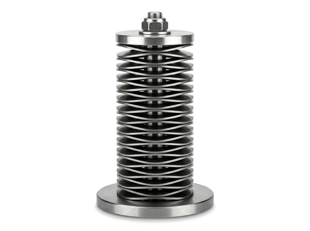 Pre-Assembled Stacking Disc Spring Columns - Engineered in parallel (load multiplying), series (stroke multiplying), or progressive combinations with dedicated internal guide mandrels, ready for immediate installation.